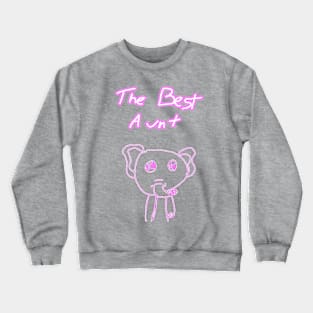 Best Aunt Elephant Pink/White Crewneck Sweatshirt